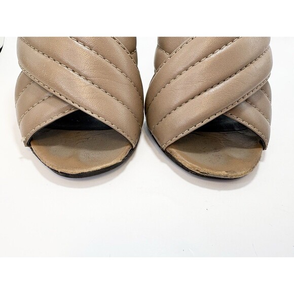 Gucci Block Heels Brown Quilted Leather Open Toe Slides Kid Mules Sz EU 35 5 - Picture 5 of 11